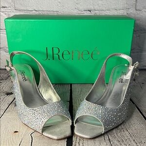 J.Renee Sparkling Silver Slingback Heels